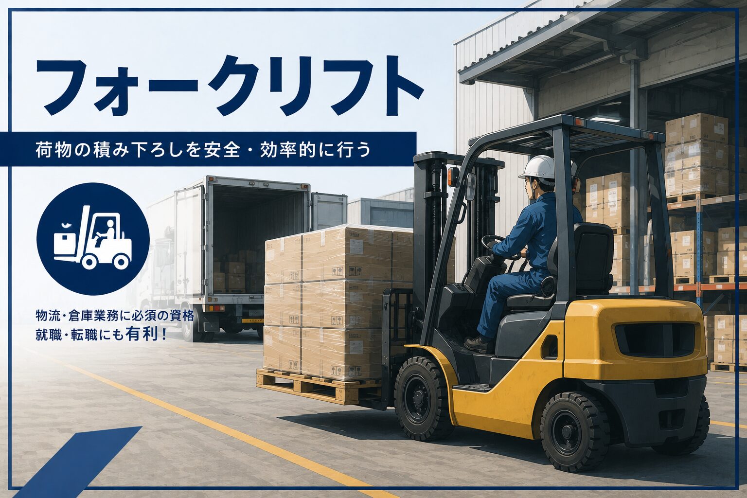 フォークリフトによる荷役作業を表す仮画像
