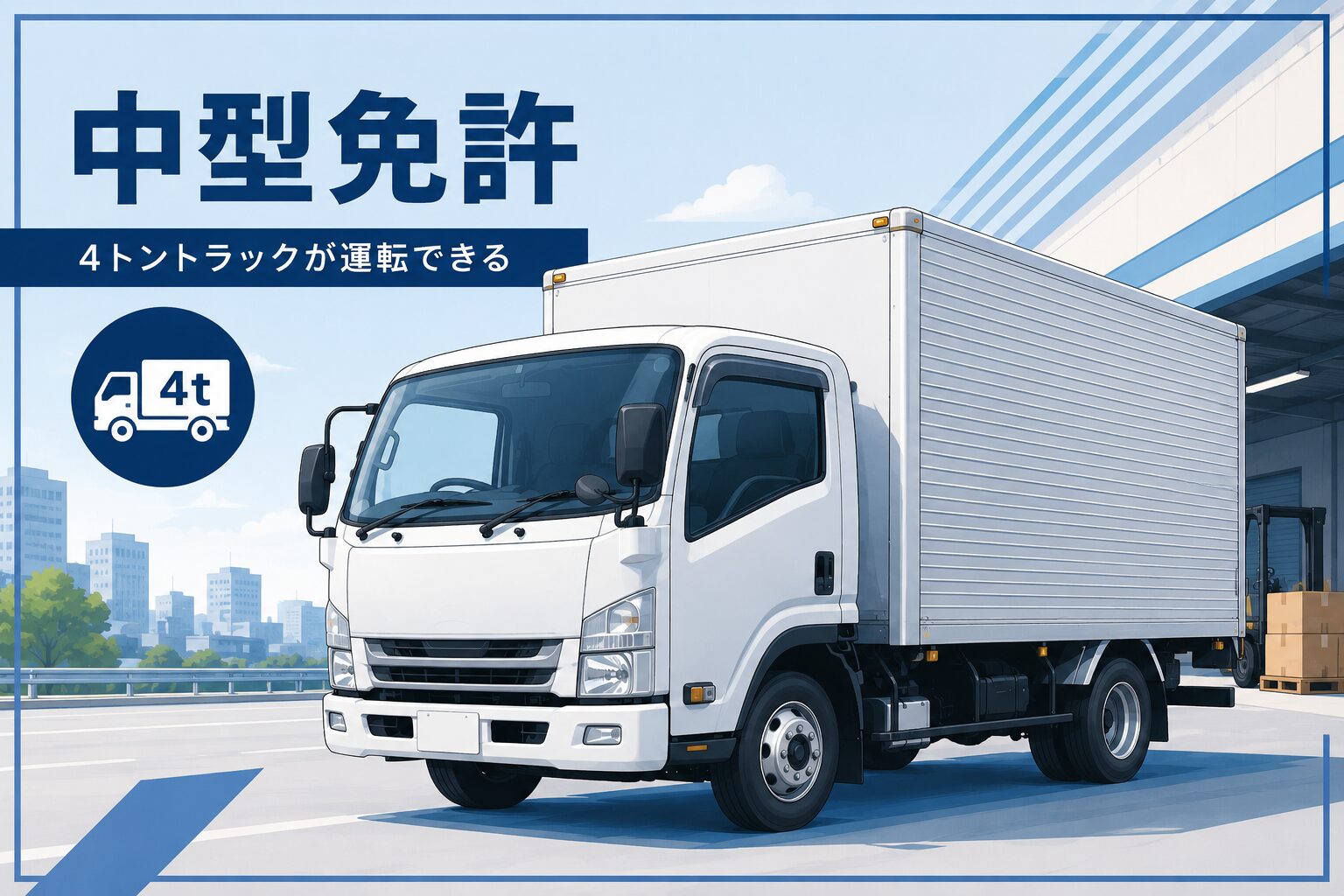 中型トラックと中型免許を表す仮画像
