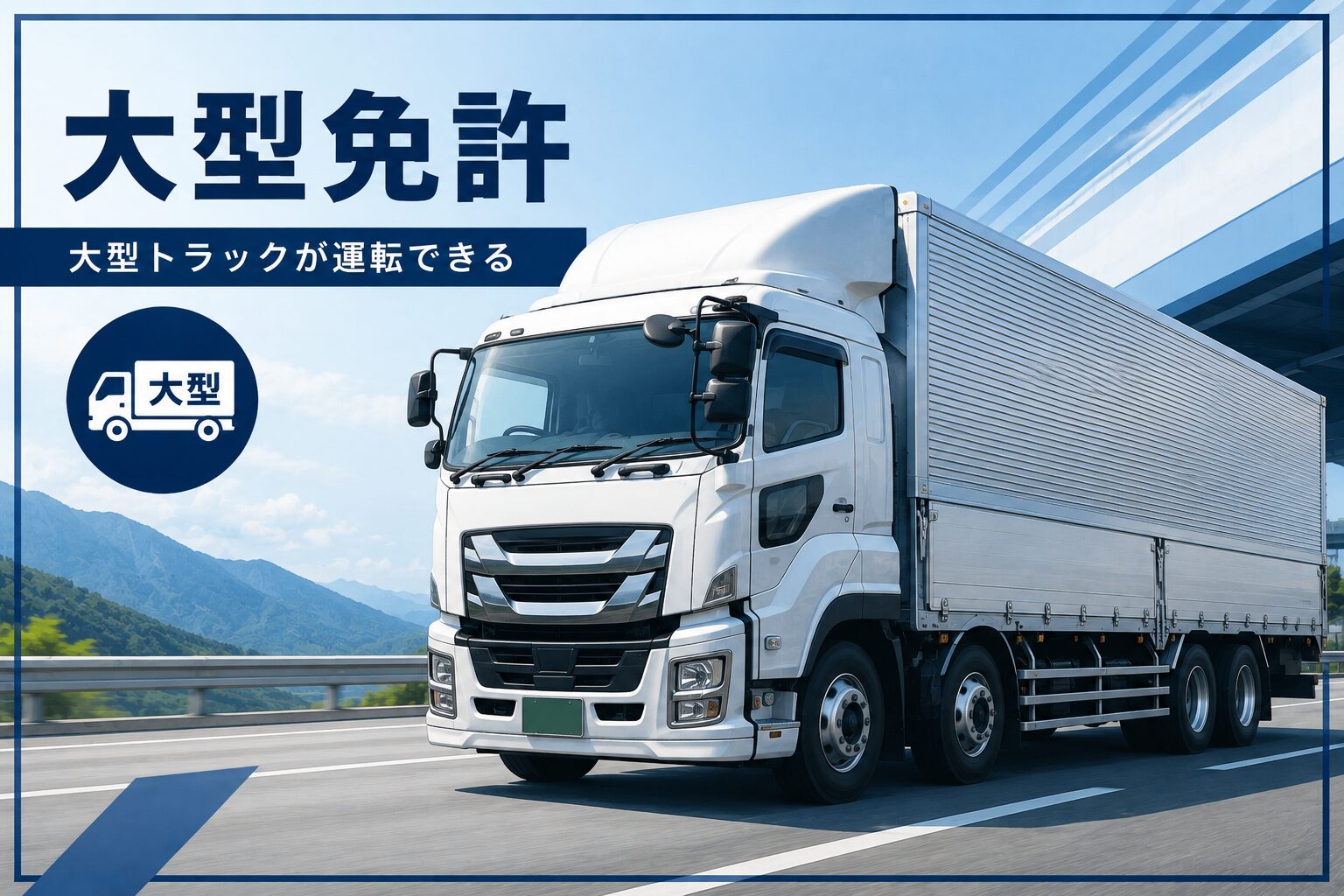 大型トラックと大型免許を表す仮画像