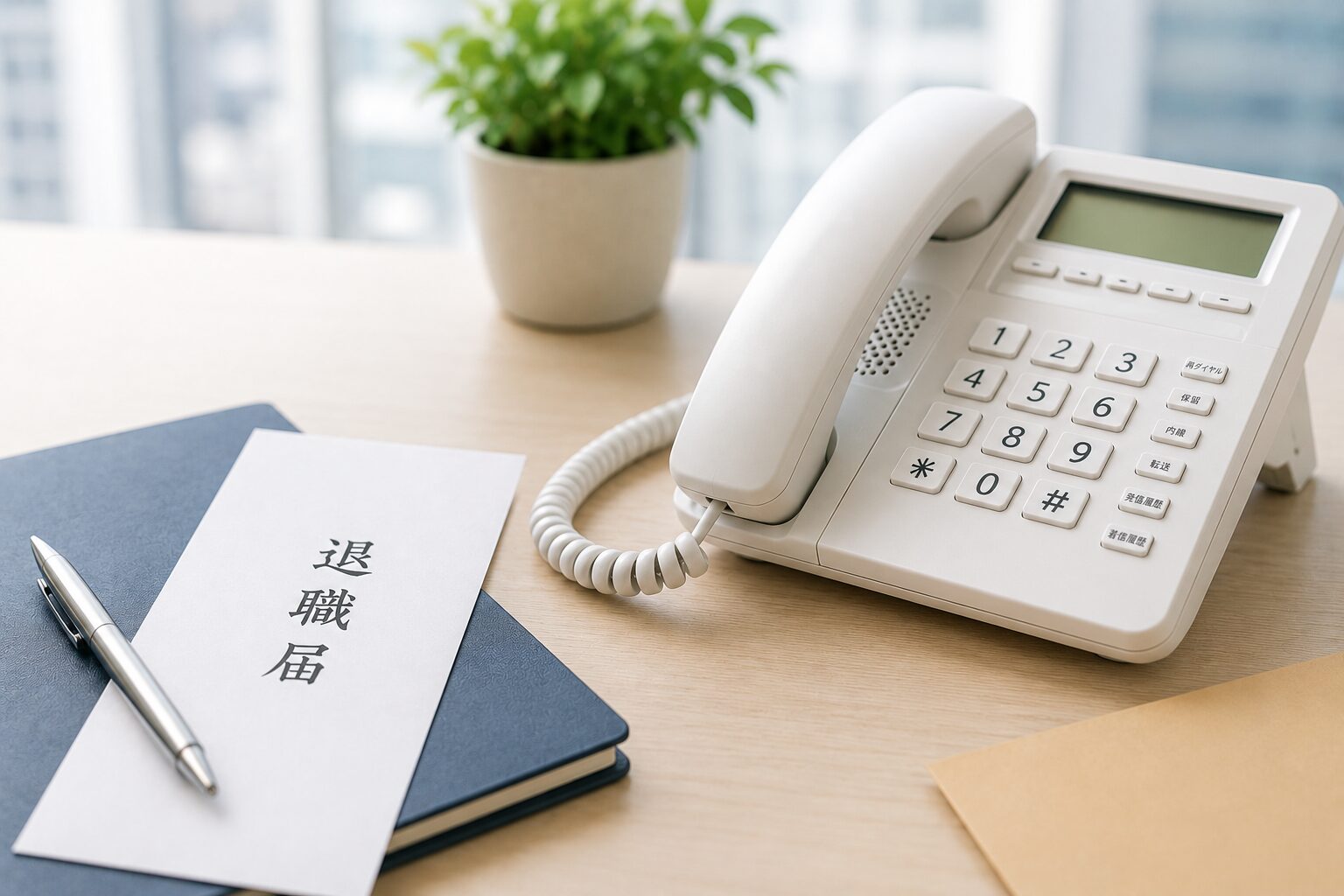 退職届と電卓、法律書